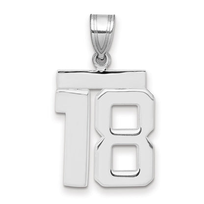 14K Weißgold Zahl 18 Charm, mittelgroß, poliert