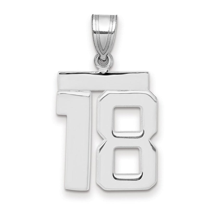 14K Weißgold Zahl 18 Charm, mittelgroß, poliert