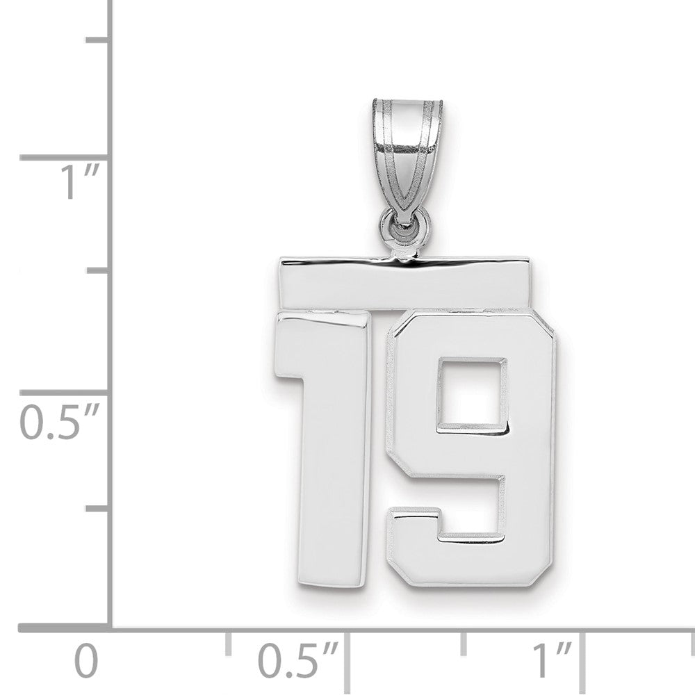 14K Weißgold mittelgroßer polierter Zahl-19-Charm