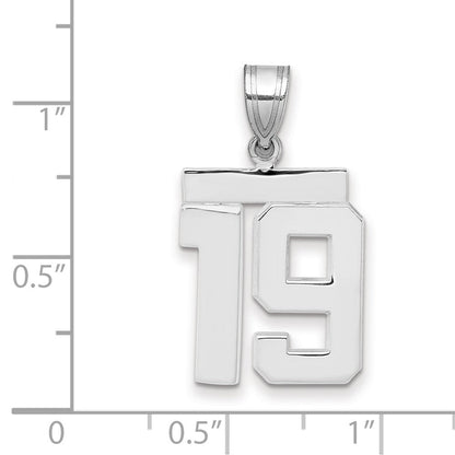 14K Weißgold mittelgroßer polierter Zahl-19-Charm