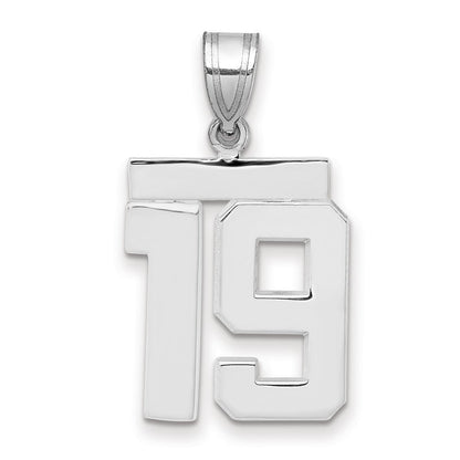 14K Weißgold mittelgroßer polierter Zahl-19-Charm