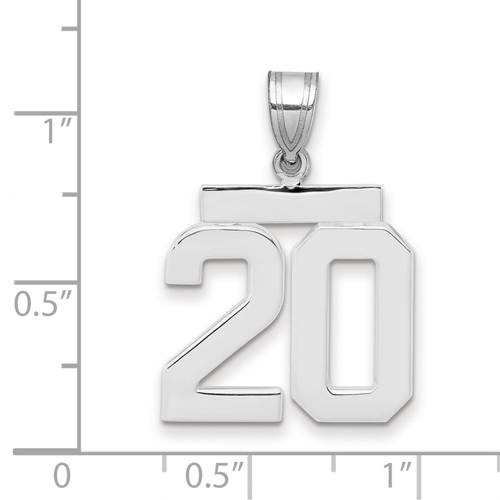 14K Weißgold Medium Polierter Zahl-20-Charm