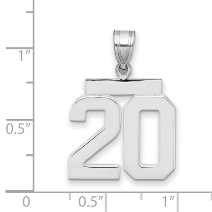 14K Weißgold Medium Polierter Zahl-20-Charm