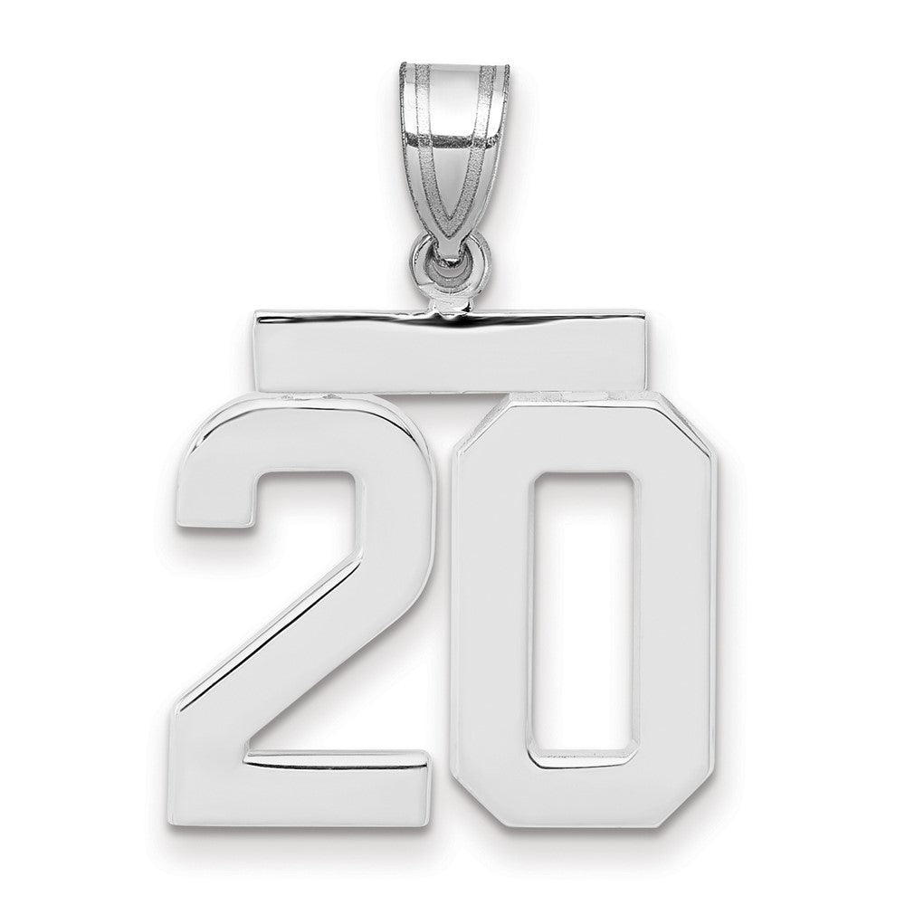 14K Weißgold Medium Polierter Zahl-20-Charm