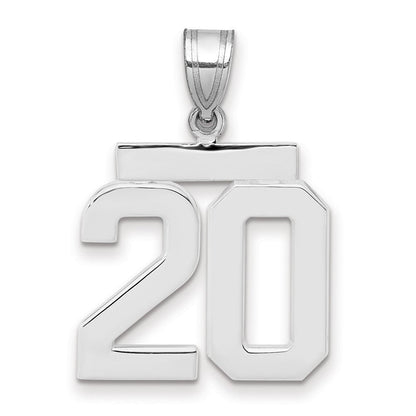 14K Weißgold Medium Polierter Zahl-20-Charm
