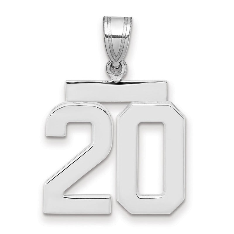 14K Weißgold Medium Polierter Zahl-20-Charm