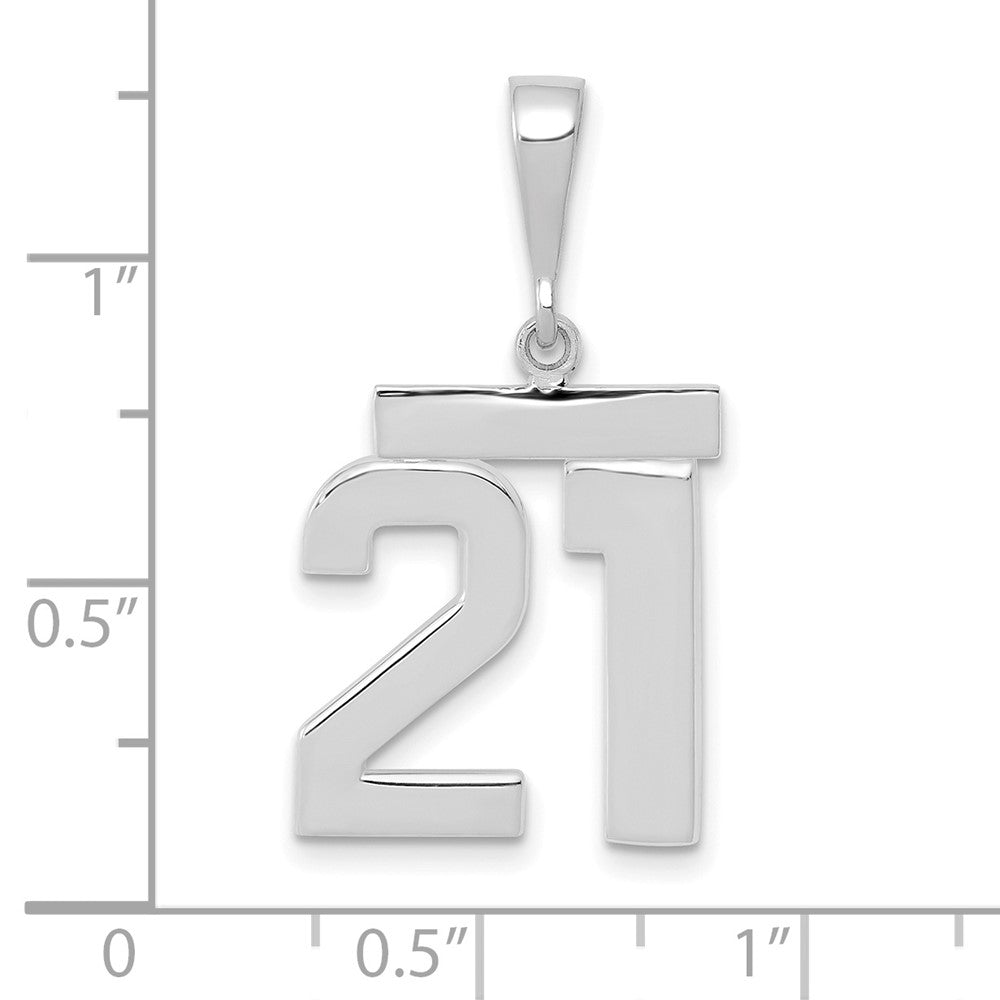 14K Weißgold Poliert Zahl 21 Charm, Mittelgröße