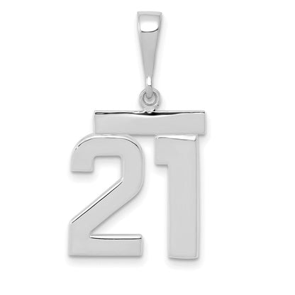 14K Weißgold Poliert Zahl 21 Charm, Mittelgröße