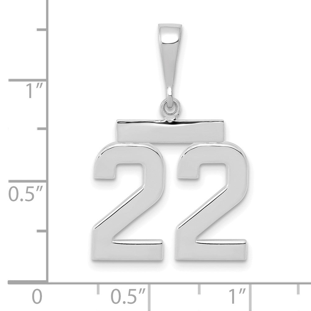 14K Weißgold mittelgroßer polierter Charm Nummer 22