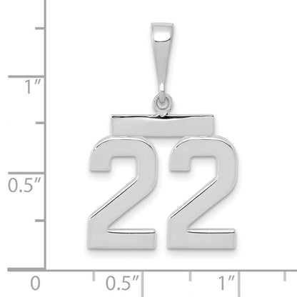 14K Weißgold mittelgroßer polierter Charm Nummer 22