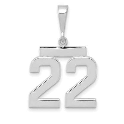 14K Weißgold mittelgroßer polierter Charm Nummer 22