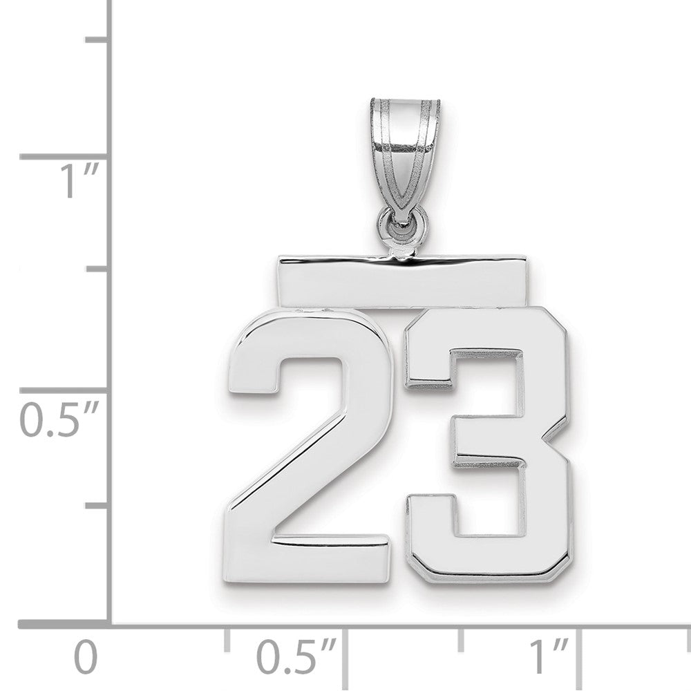 14K Weißgold Zahlen-Charm „23", mittelgroß, poliert