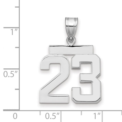 14K Weißgold Zahlen-Charm „23", mittelgroß, poliert