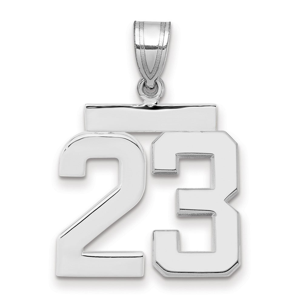14K Weißgold Zahlen-Charm „23", mittelgroß, poliert