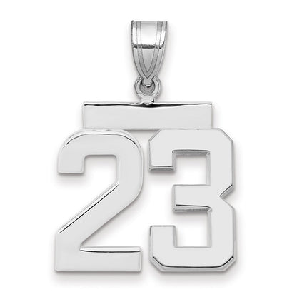 14K Weißgold Zahlen-Charm „23", mittelgroß, poliert