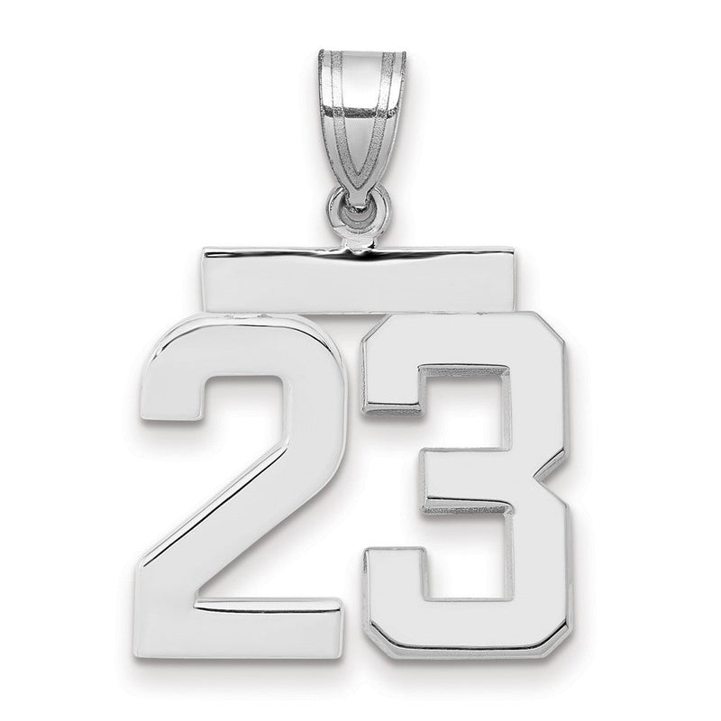 14K Weißgold Zahlen-Charm „23", mittelgroß, poliert