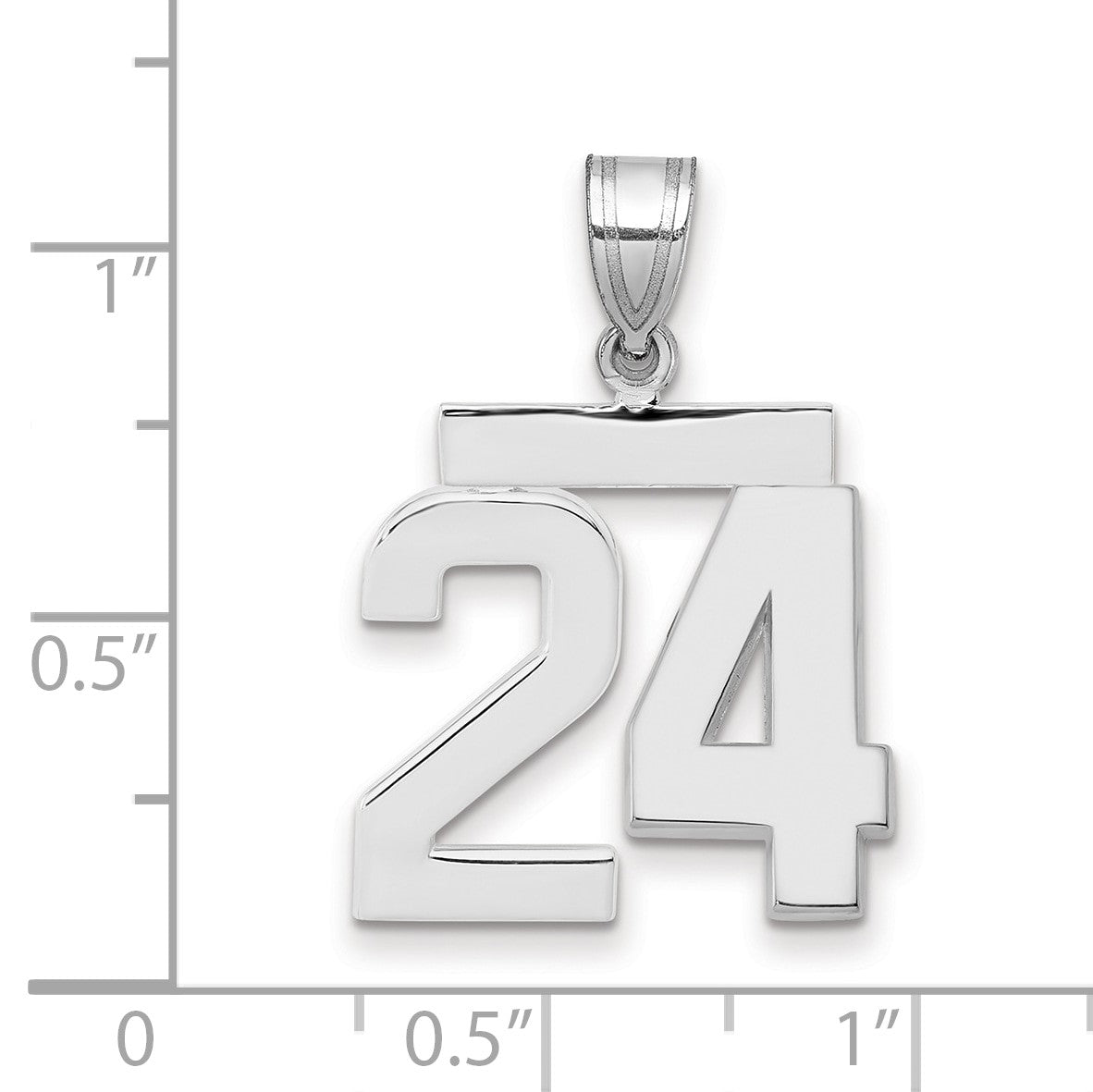 14K Weißgold Medium Polierter Nummer-24-Charm