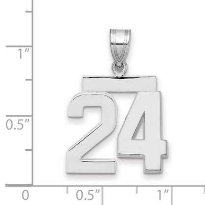 14K Weißgold Medium Polierter Nummer-24-Charm