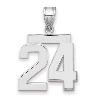 14K Weißgold Medium Polierter Nummer-24-Charm