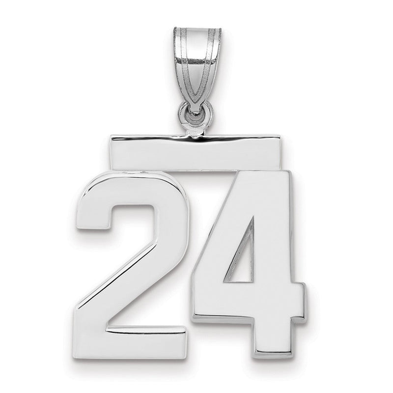 14K Weißgold Medium Polierter Nummer-24-Charm