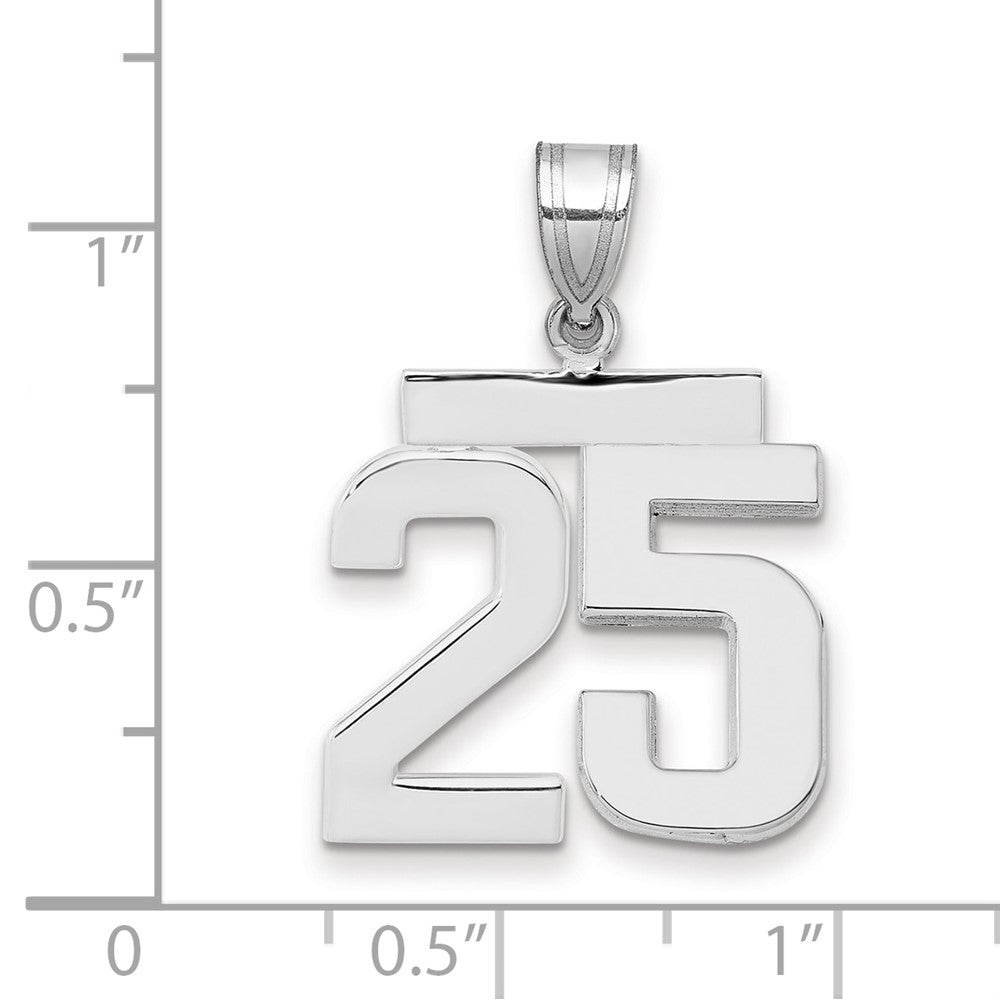 14K Weißgold mittelgroßer polierter Zahl-25-Charm