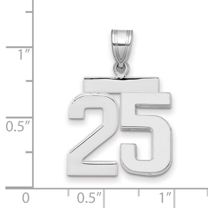 14K Weißgold mittelgroßer polierter Zahl-25-Charm