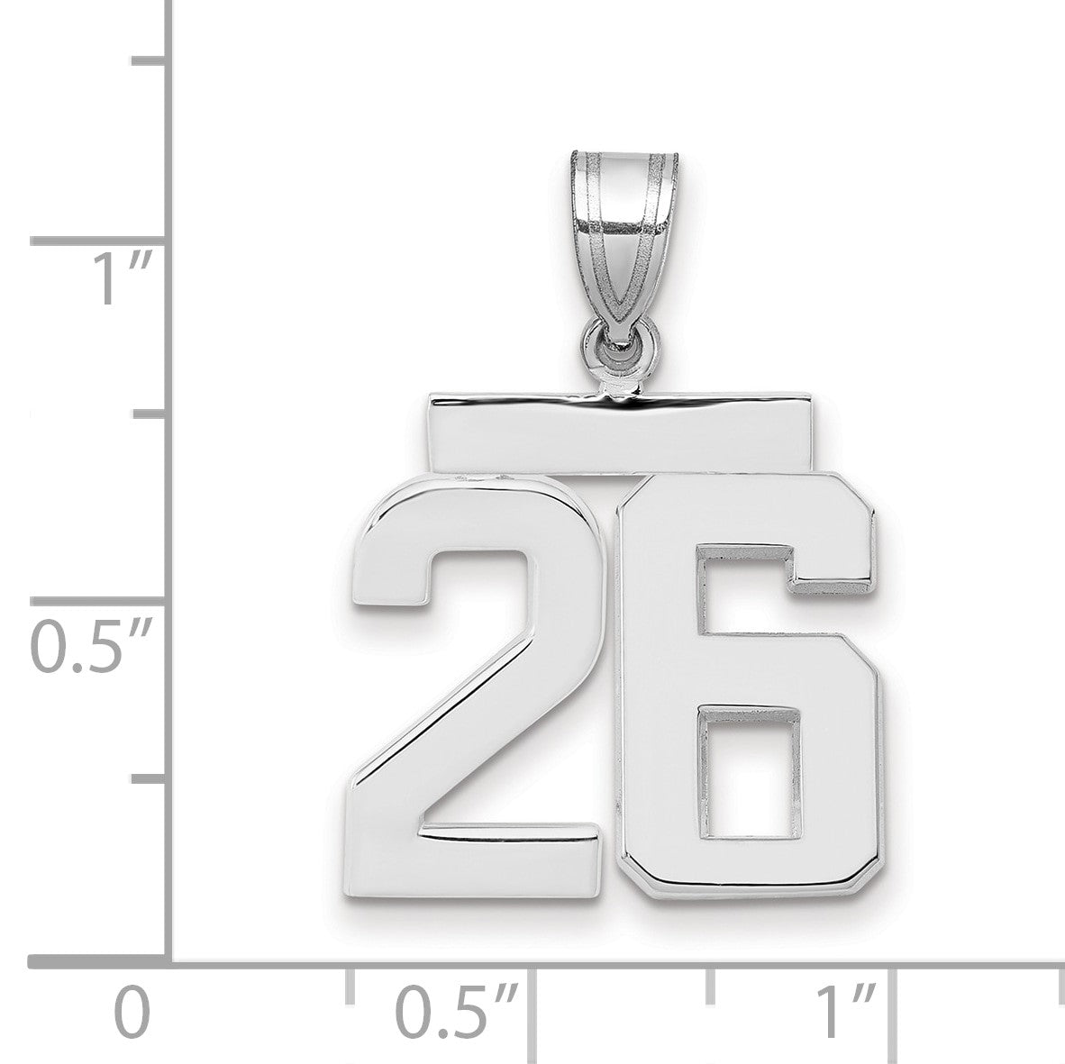 14K Weißgold mittelgroßer polierter Zahl-26-Charm