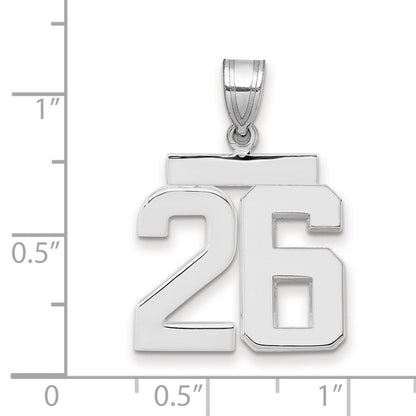 14K Weißgold mittelgroßer polierter Zahl-26-Charm