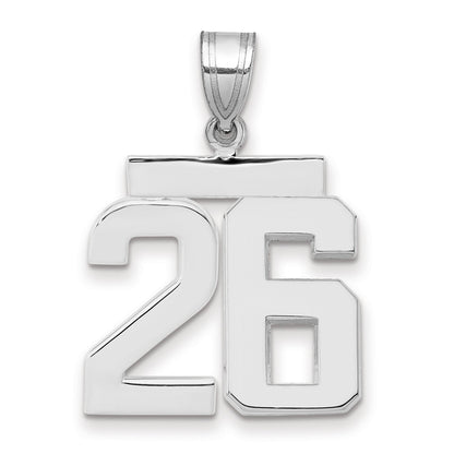 14K Weißgold mittelgroßer polierter Zahl-26-Charm