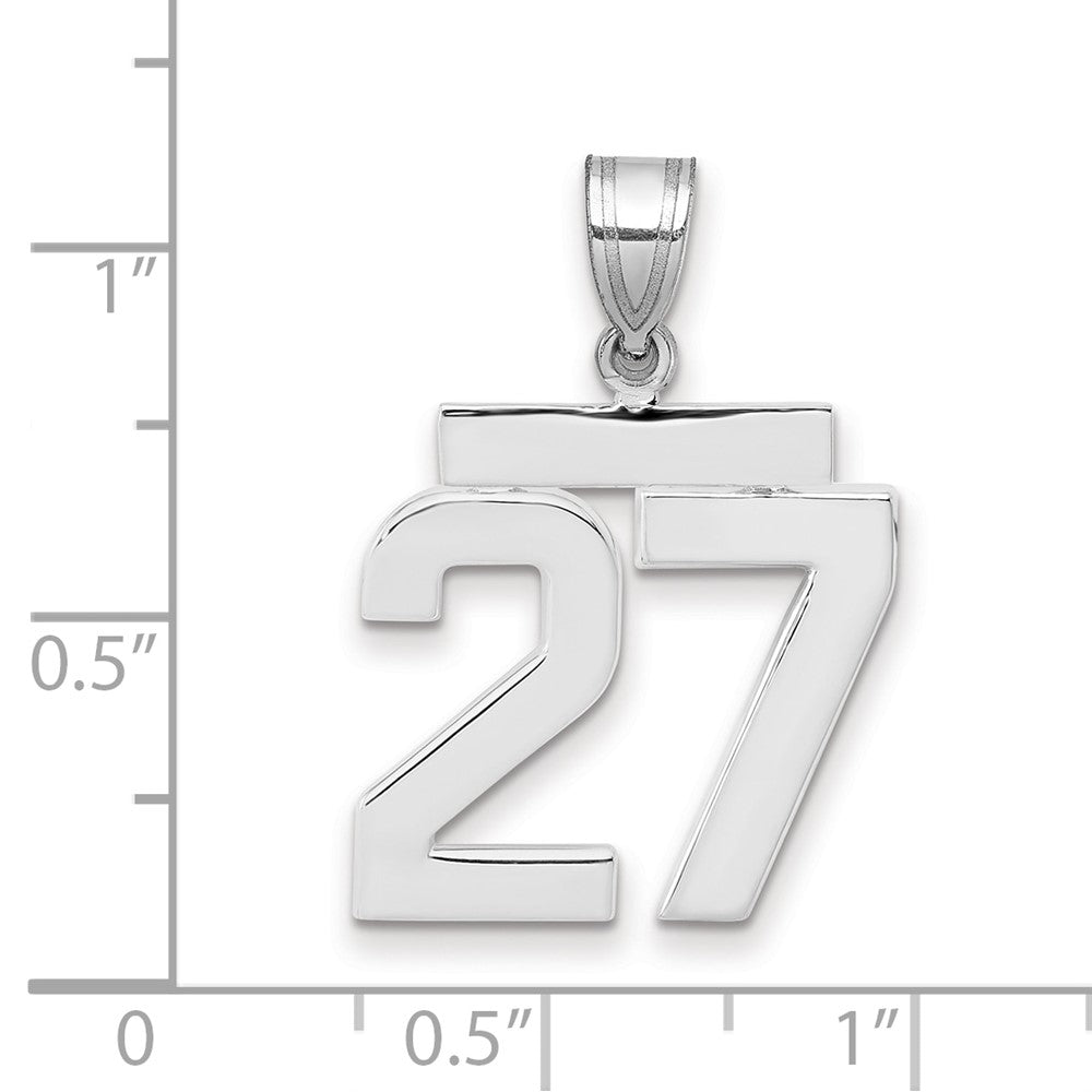 14K Weißgold mittelgroßer polierter Zahl-27-Charm