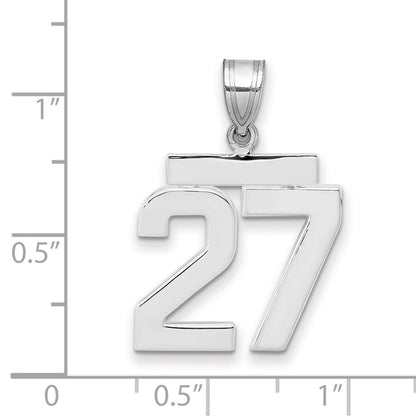 14K Weißgold mittelgroßer polierter Zahl-27-Charm