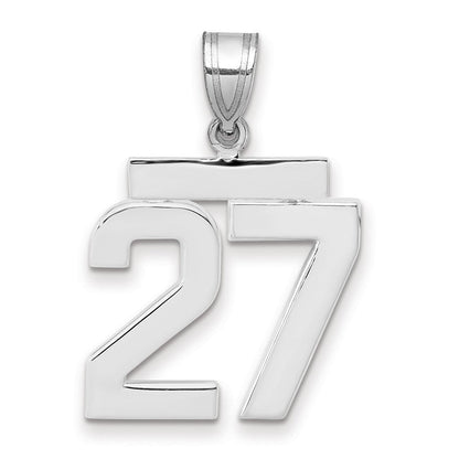 14K Weißgold mittelgroßer polierter Zahl-27-Charm