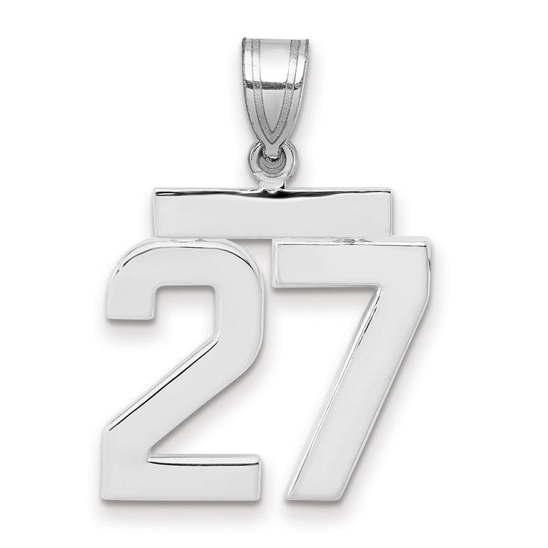 14K Weißgold mittelgroßer polierter Zahl-27-Charm