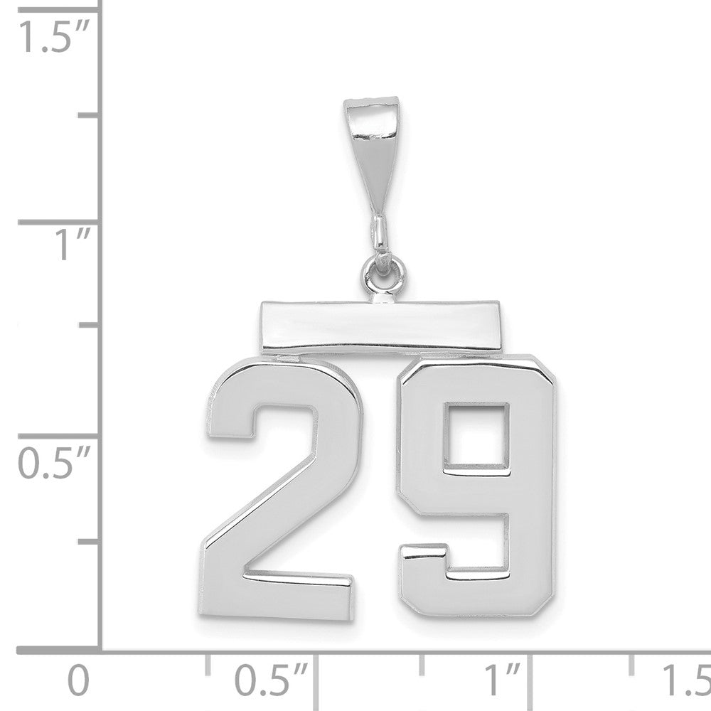 14K Weißgold mittelgroßer polierter Charm Nummer 29