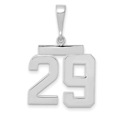 14K Weißgold mittelgroßer polierter Charm Nummer 29