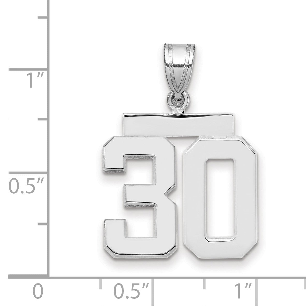 14K Weißgold mittelgroßer polierter Zahl-30-Charm
