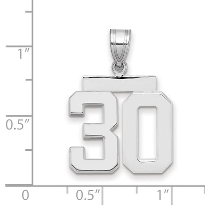 14K Weißgold mittelgroßer polierter Zahl-30-Charm