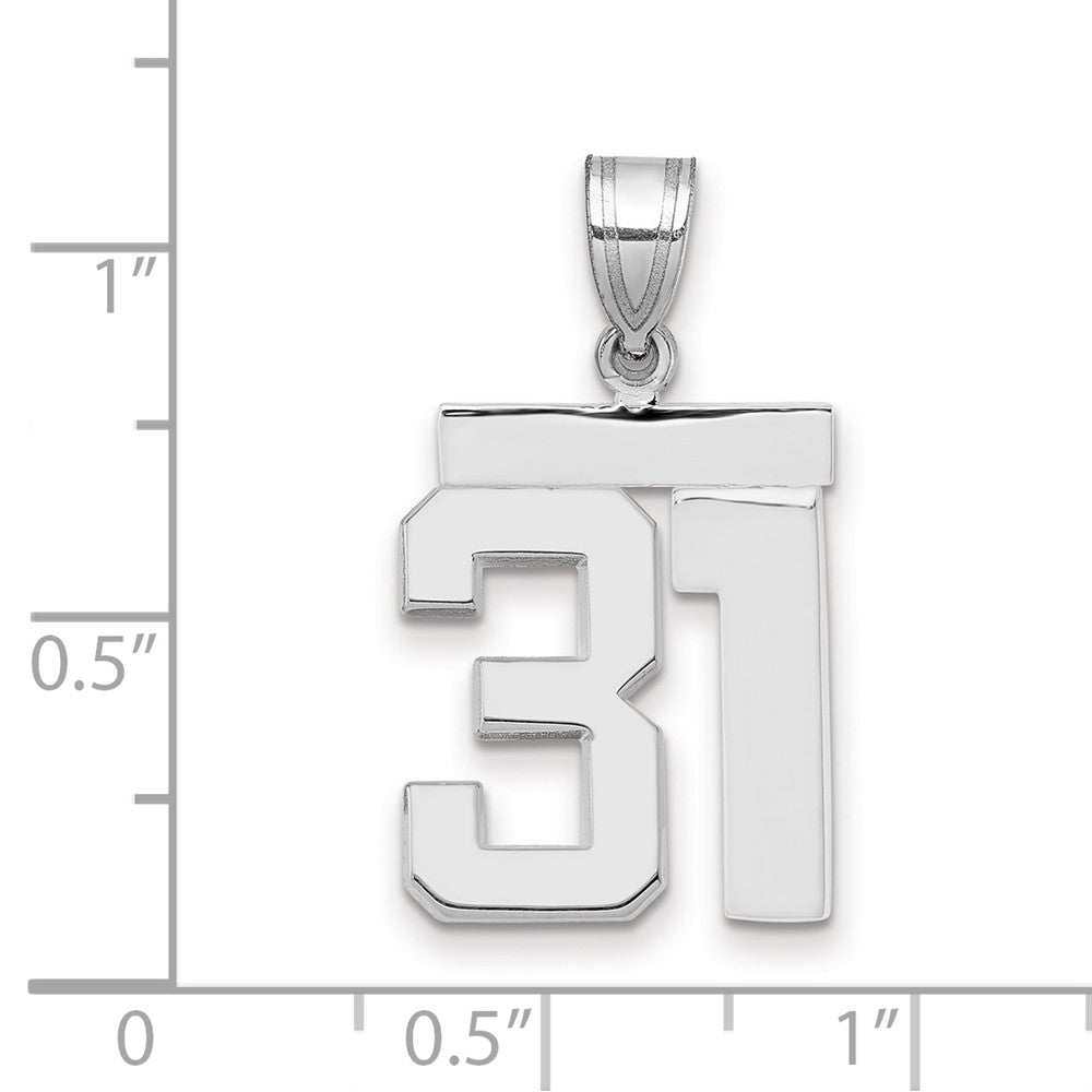 14K Weißgold mittelgroßer polierter Zahl-31-Charm