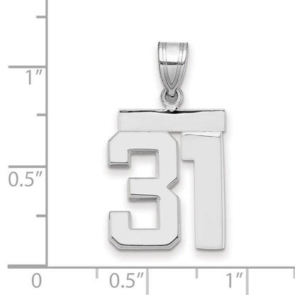 14K Weißgold mittelgroßer polierter Zahl-31-Charm