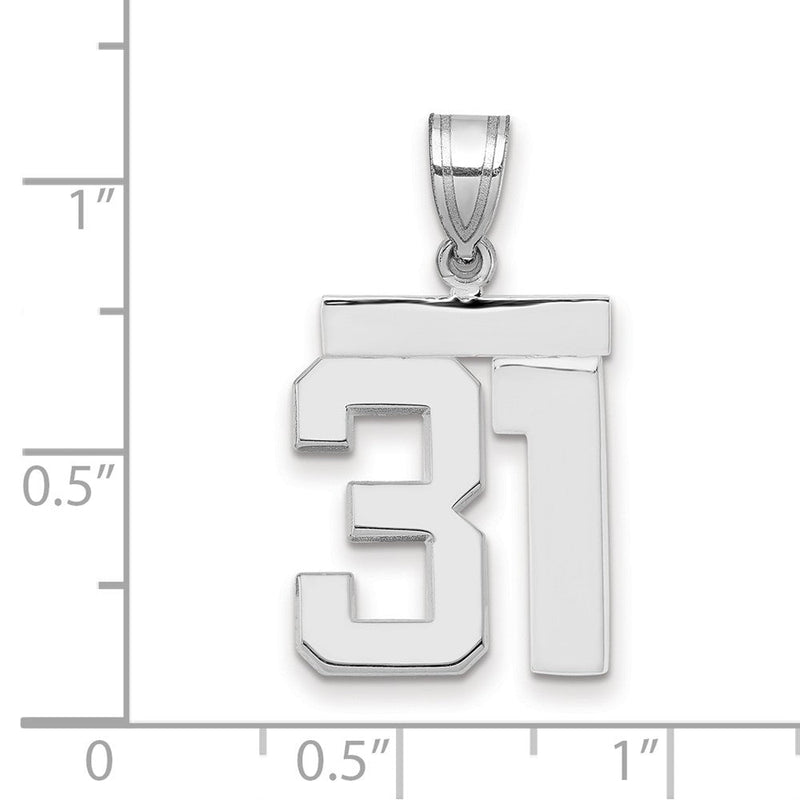 14K Weißgold mittelgroßer polierter Zahl-31-Charm