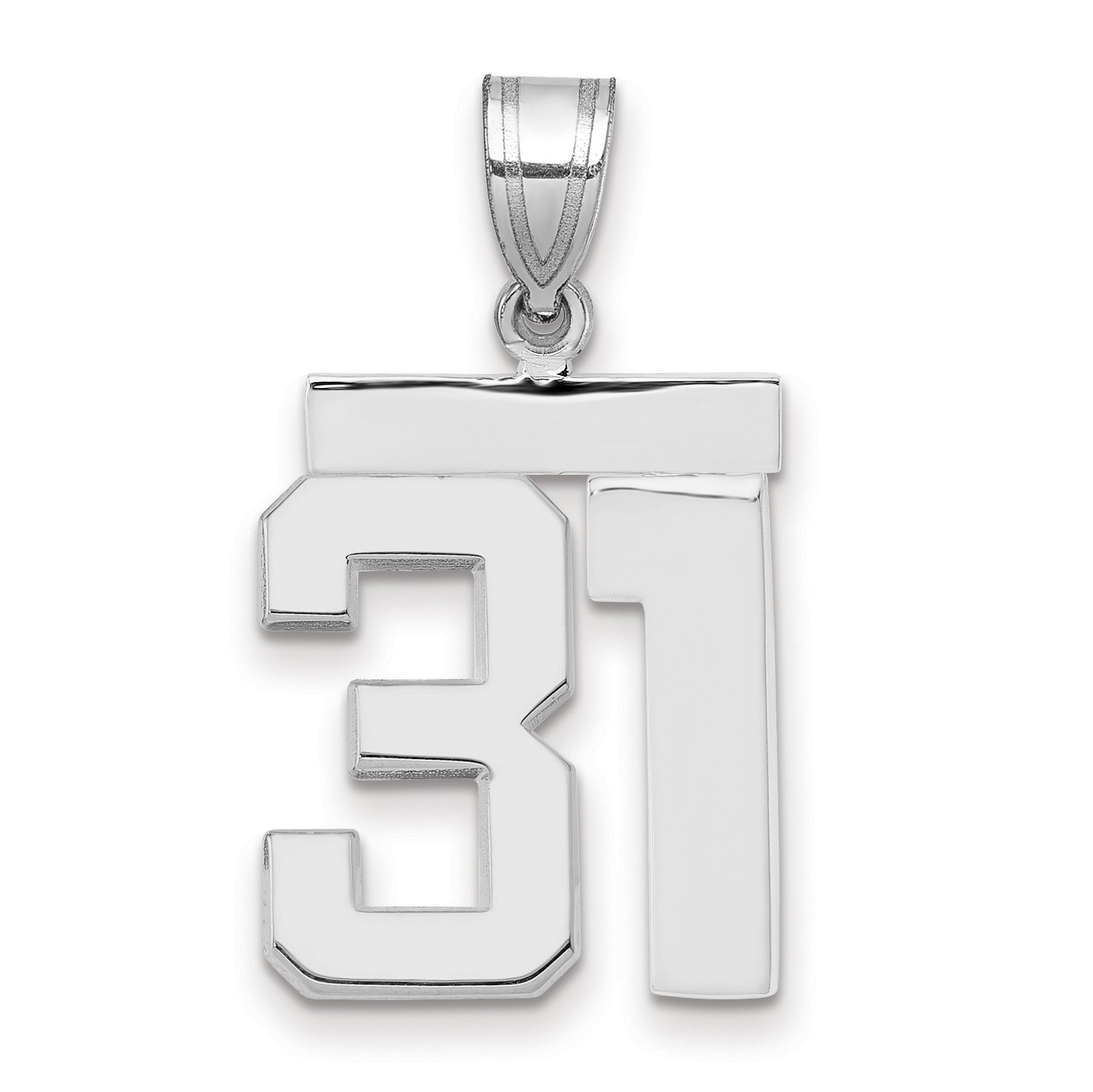 14K Weißgold mittelgroßer polierter Zahl-31-Charm