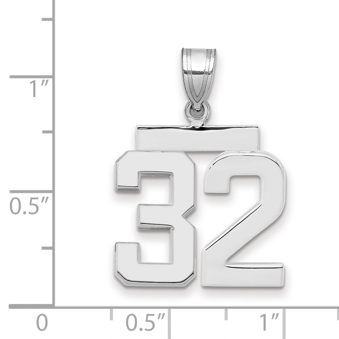 14K Weißgold mittelgroßer polierter Zahl-32-Charm