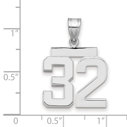 14K Weißgold mittelgroßer polierter Zahl-32-Charm