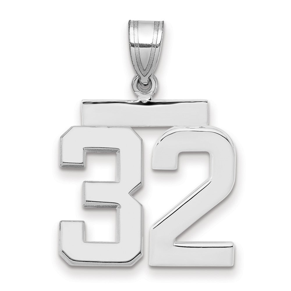 14K Weißgold mittelgroßer polierter Zahl-32-Charm