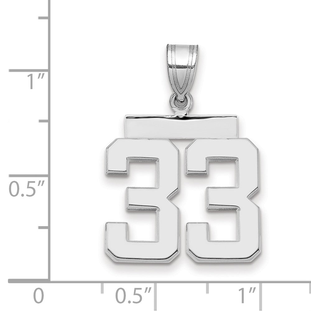 14K Weißgold mittelgroßer polierter Zahl-33-Charm