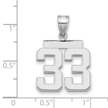 14K Weißgold mittelgroßer polierter Zahl-33-Charm