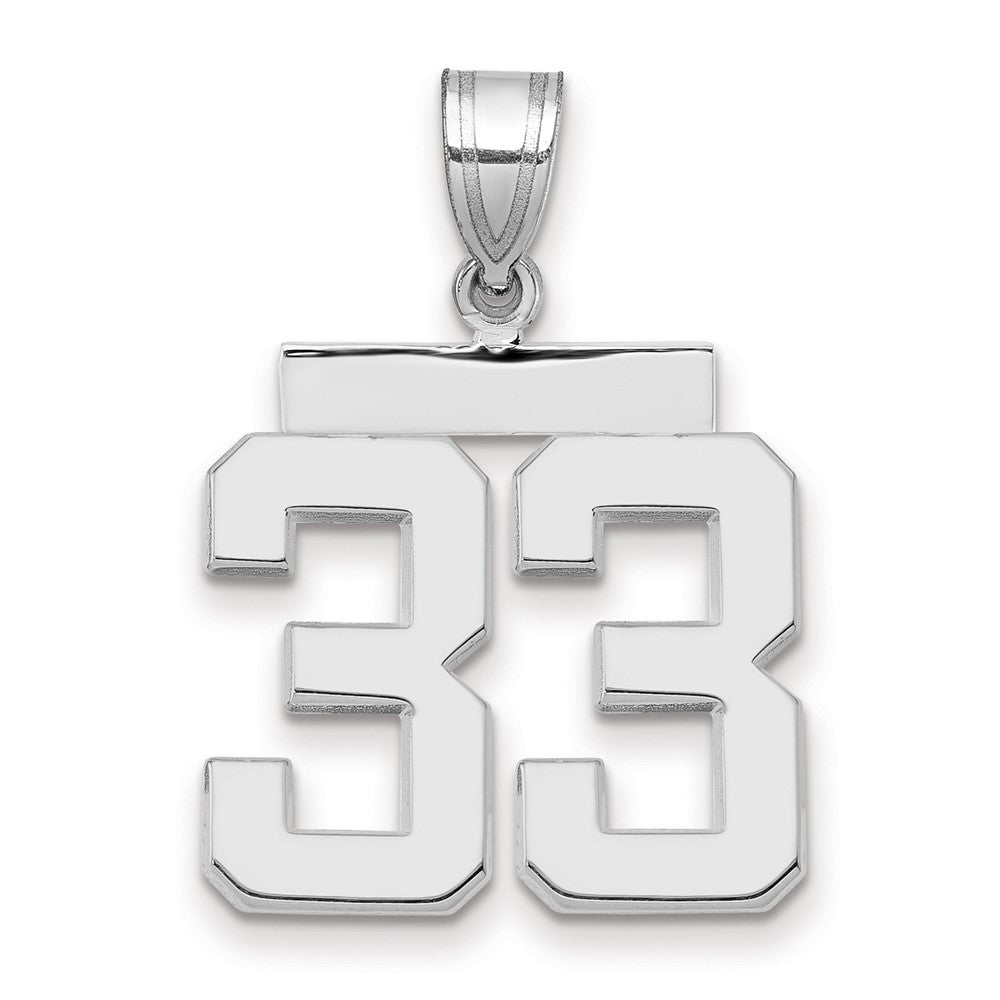 14K Weißgold mittelgroßer polierter Zahl-33-Charm