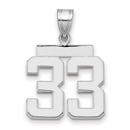 14K Weißgold mittelgroßer polierter Zahl-33-Charm