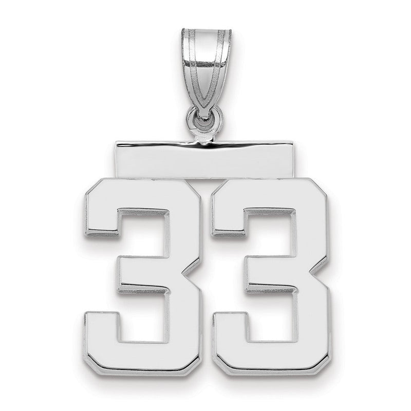 14K Weißgold mittelgroßer polierter Zahl-33-Charm