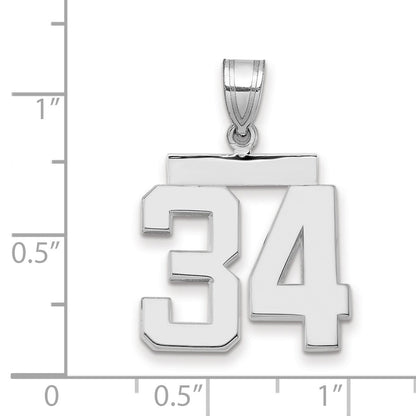 14K Weißgold mittelgroßer polierter Charm Nummer 34